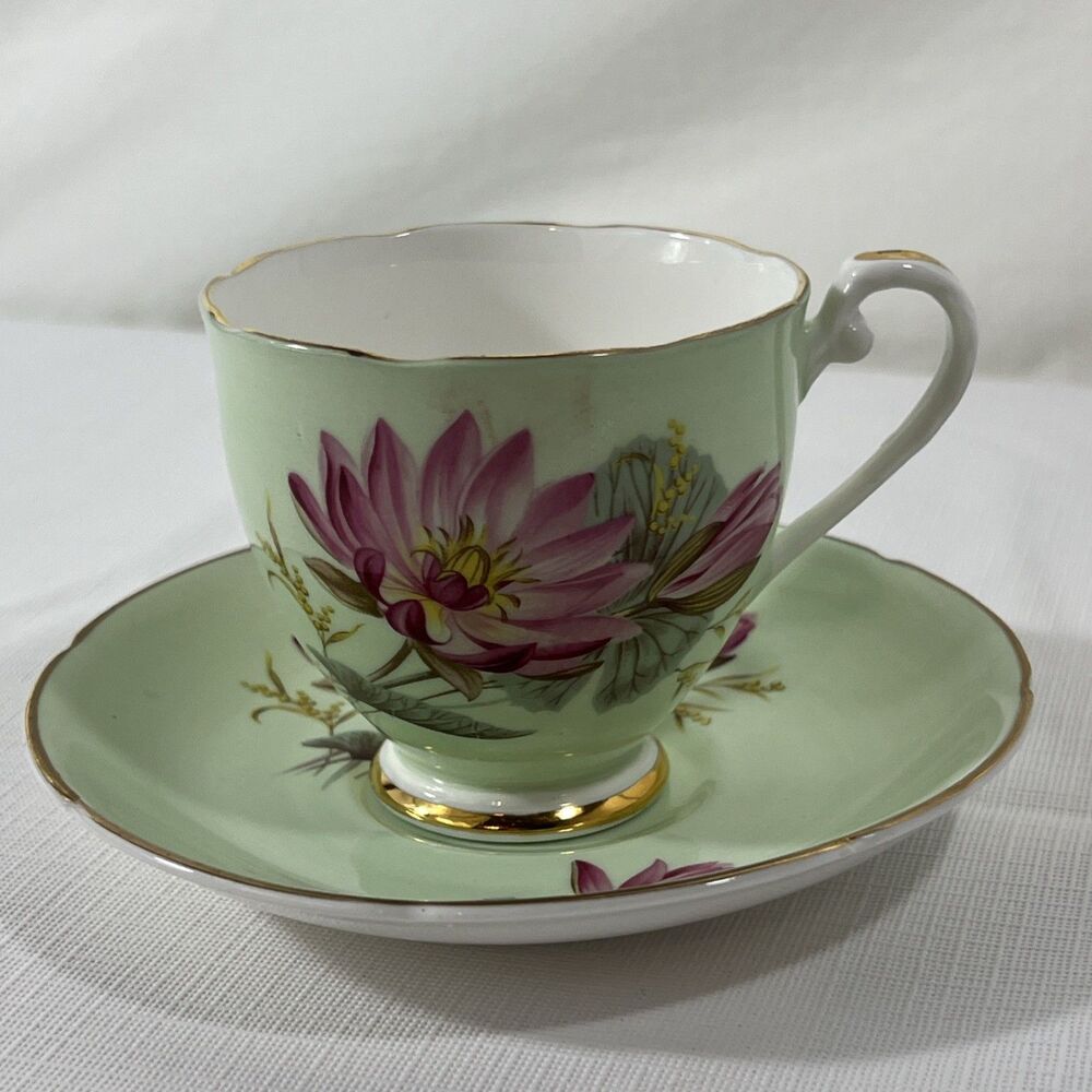 Vintage - Consort Fine Bone China - England - Cup and Saucer - Lotus Flower